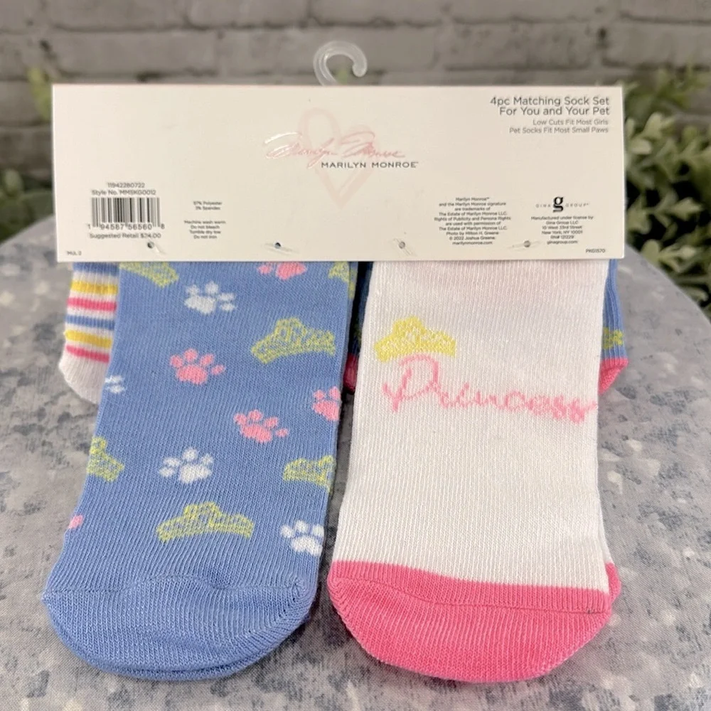 Marilyn Monroe 4 pc Matching Sock Set for You and Your Pet - Small Paws 💞NWT